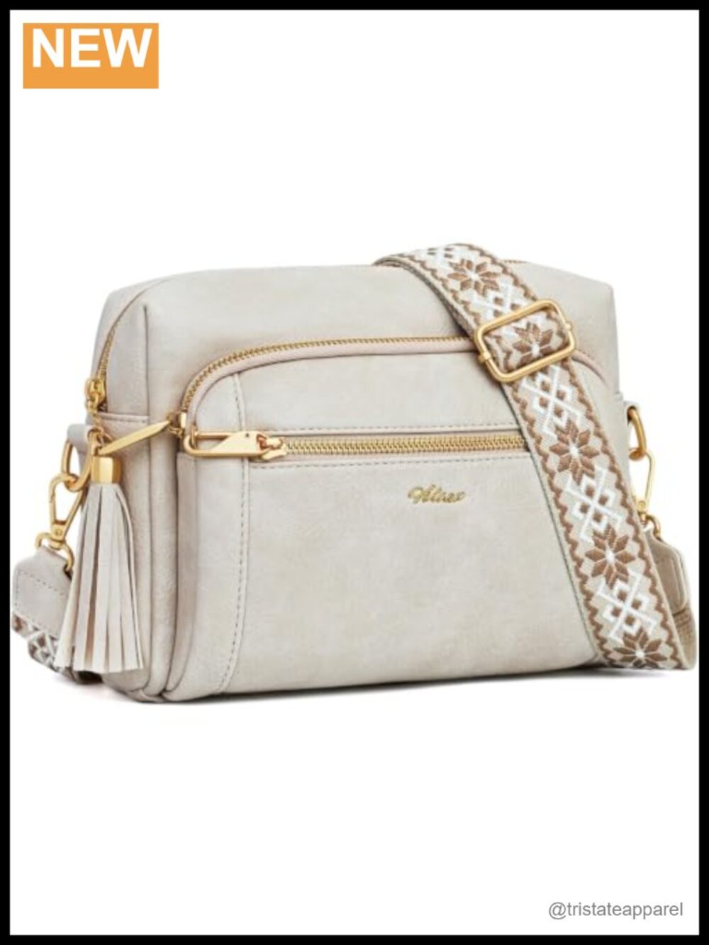 Vegan Leather Crossbody Bag Anti-Theft Multi-Zip Purse Adjustable Strap